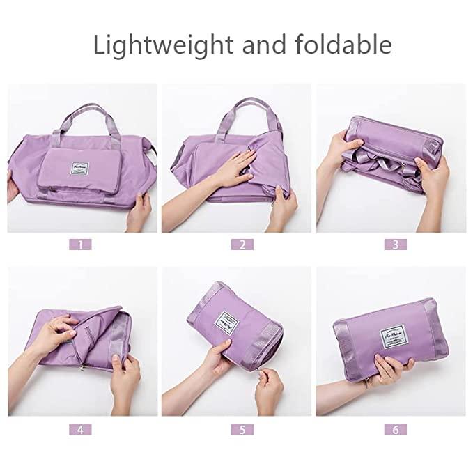 Nylon 22 Cms Travel Duffle(Foldable Travel Duffle_lavender)